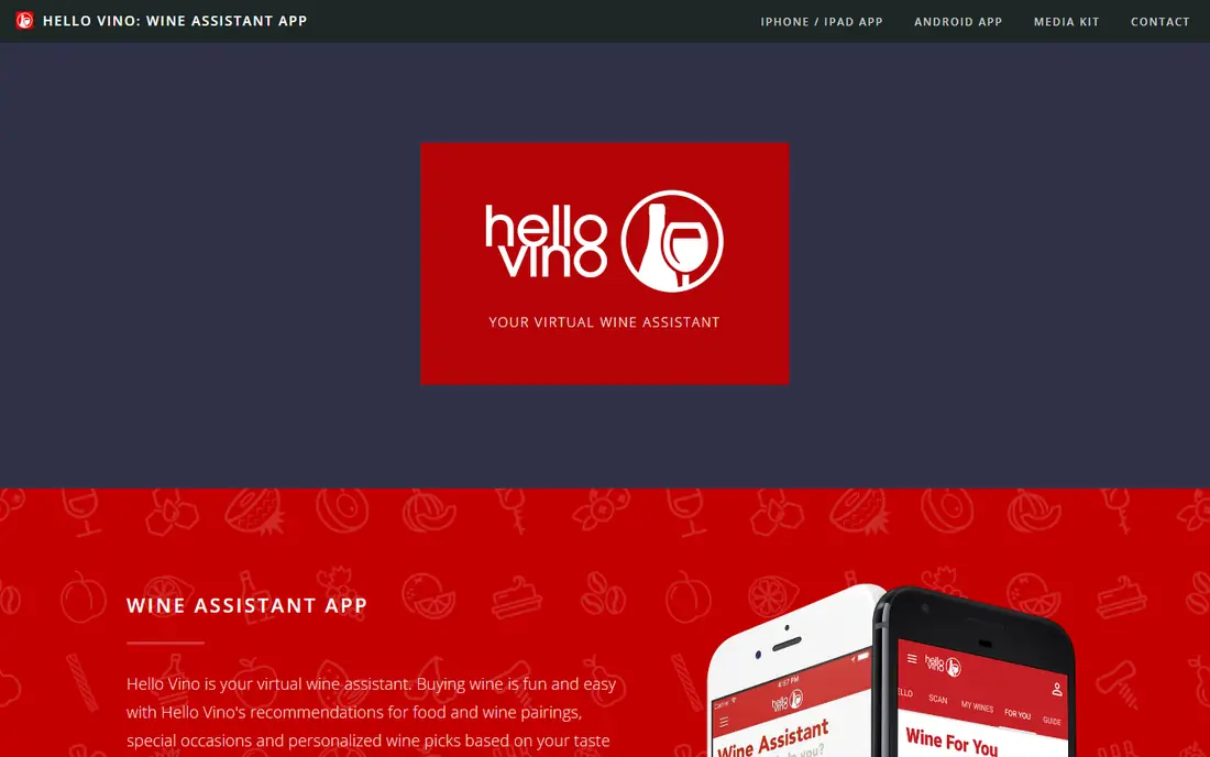 Hello Vino homepage
