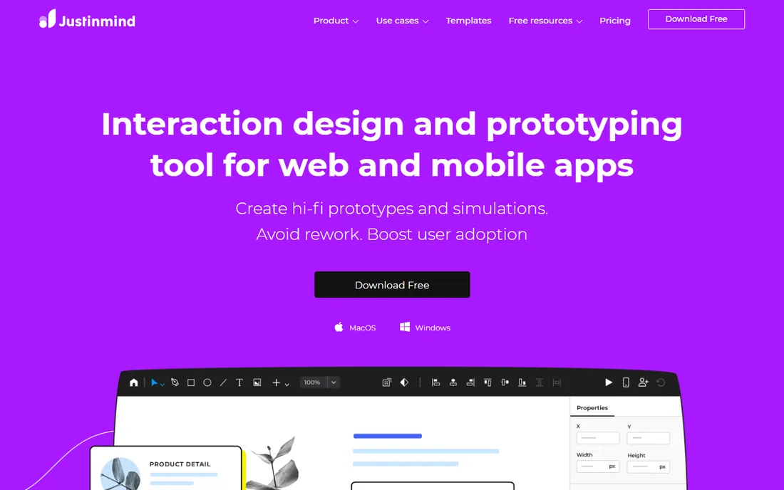 Justinmind homepage