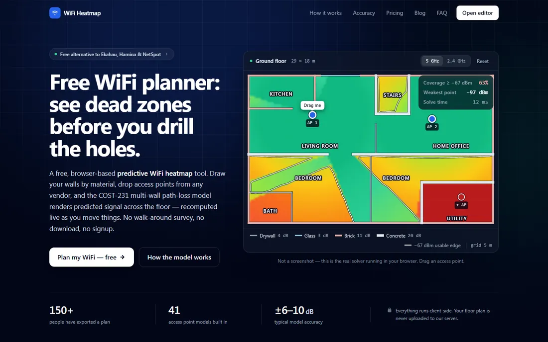 WiFi Heatmap homepage