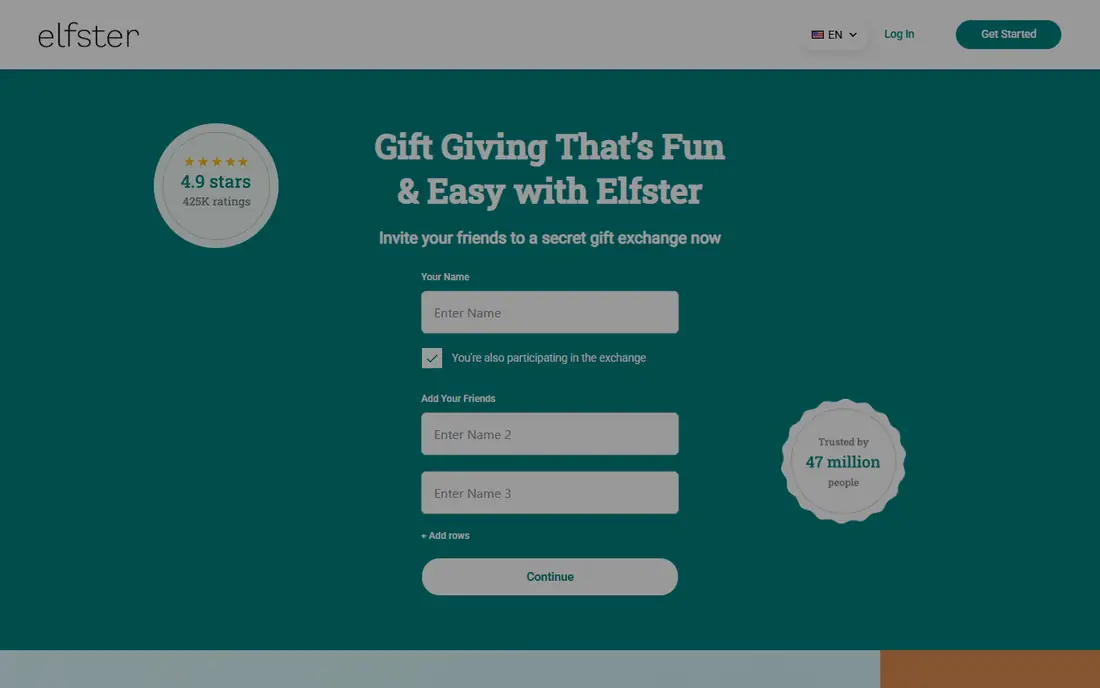 Elfster homepage