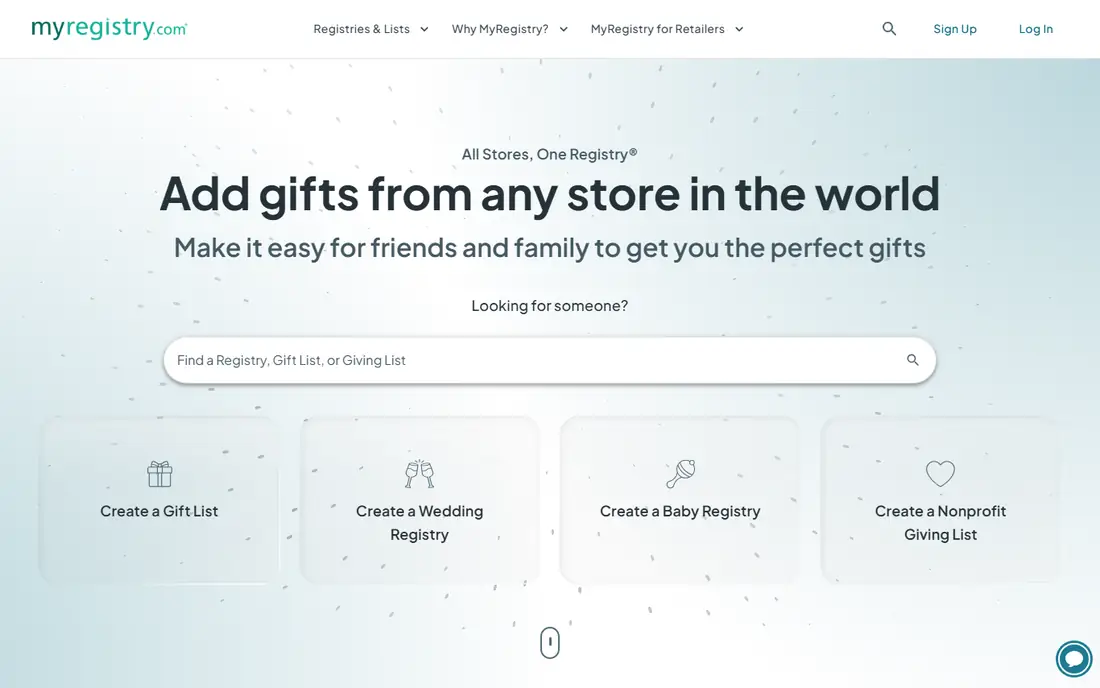 MyRegistry homepage