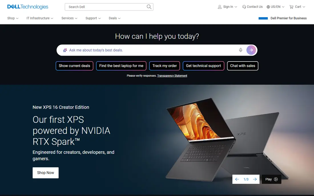 Dell homepage