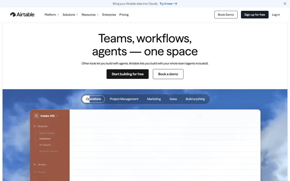 Airtable homepage