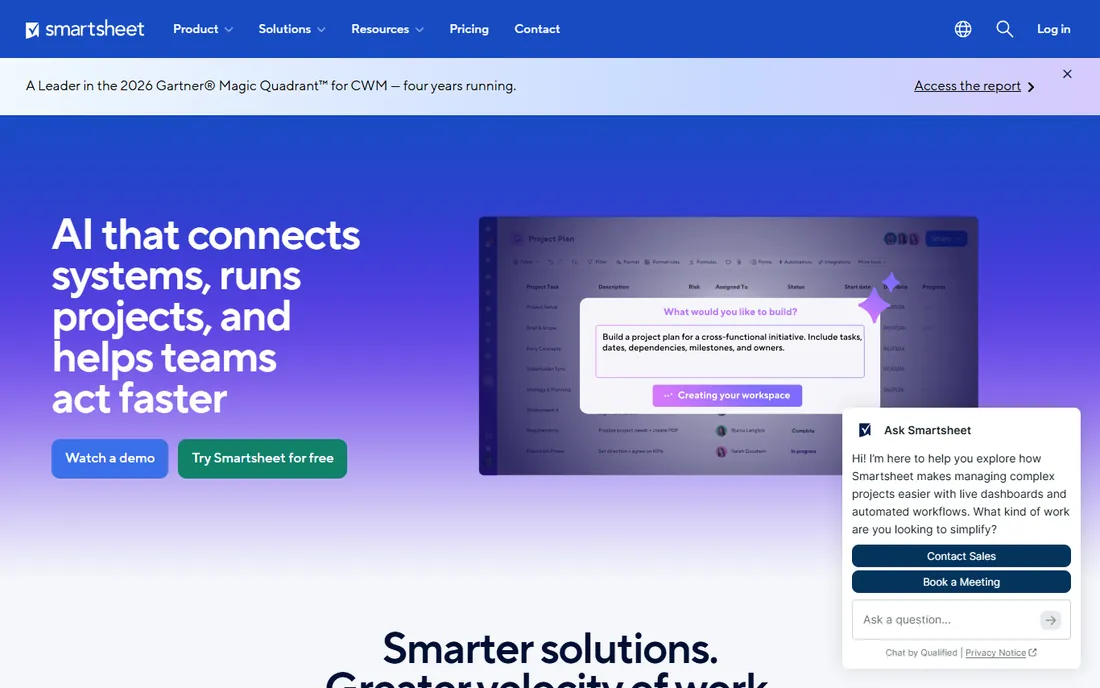 Smartsheet homepage