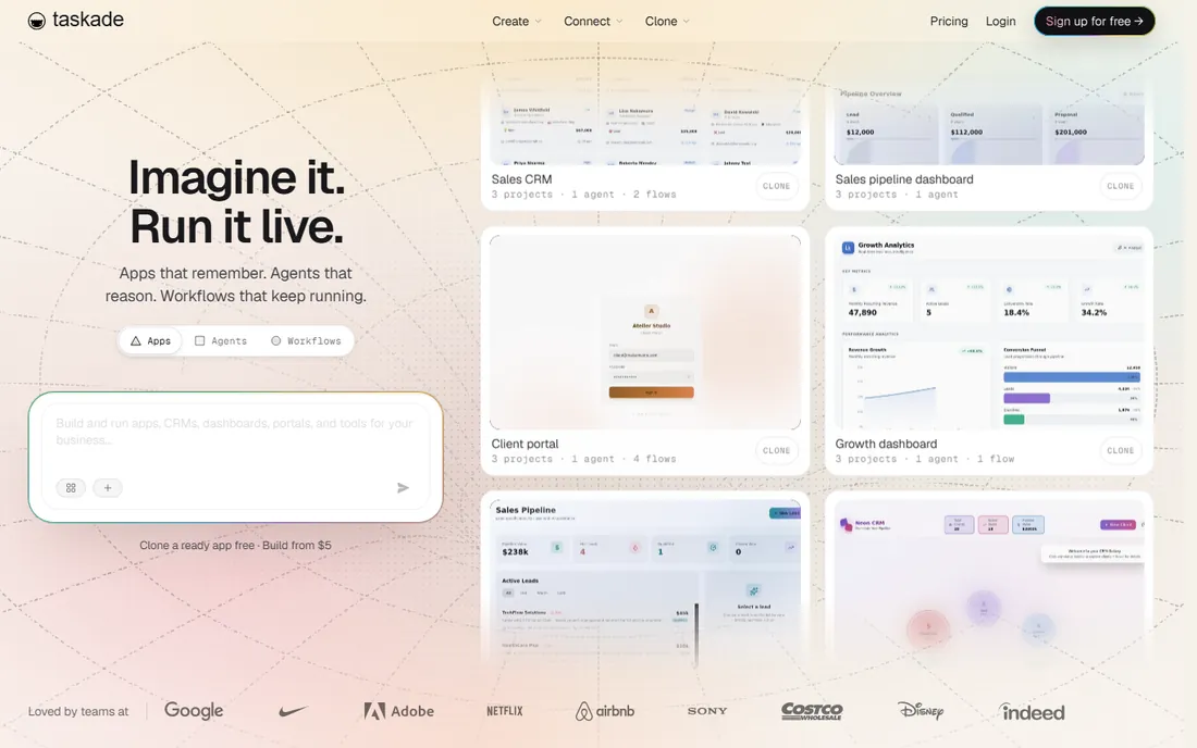 Taskade homepage