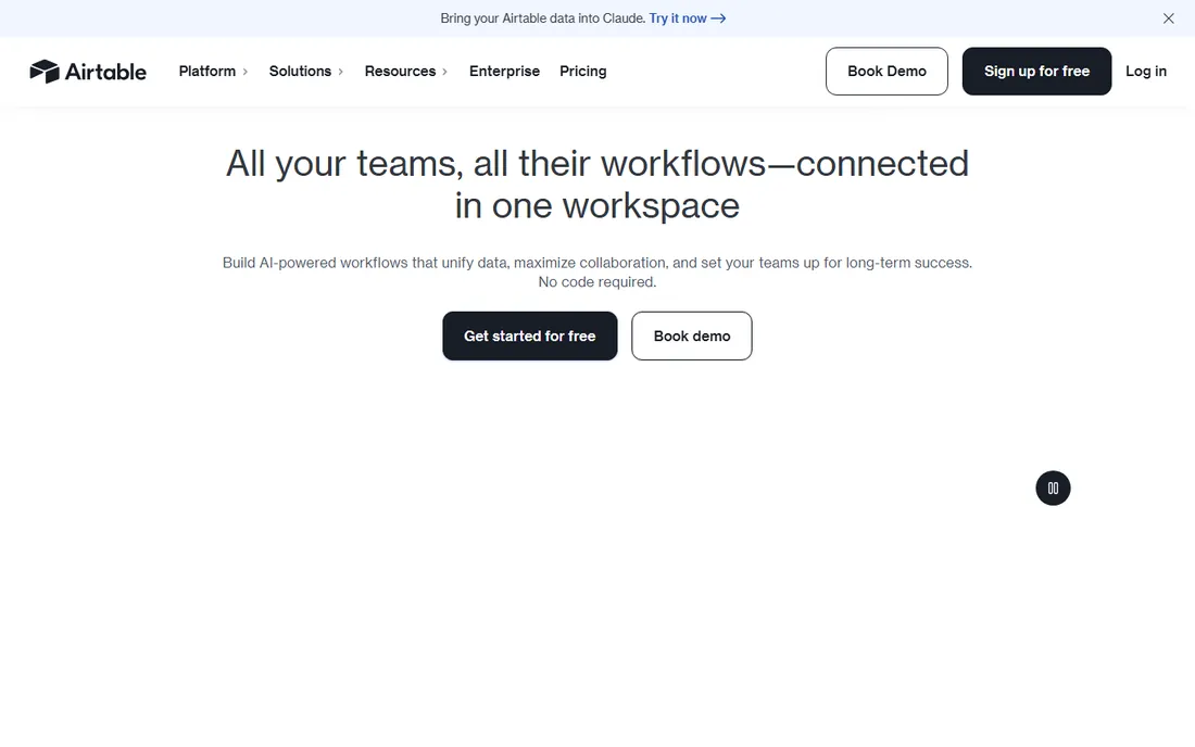 Airtable homepage