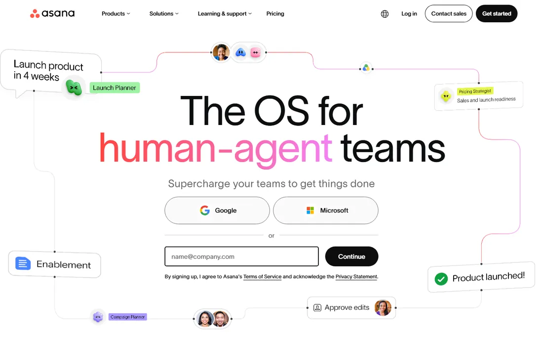 Asana homepage