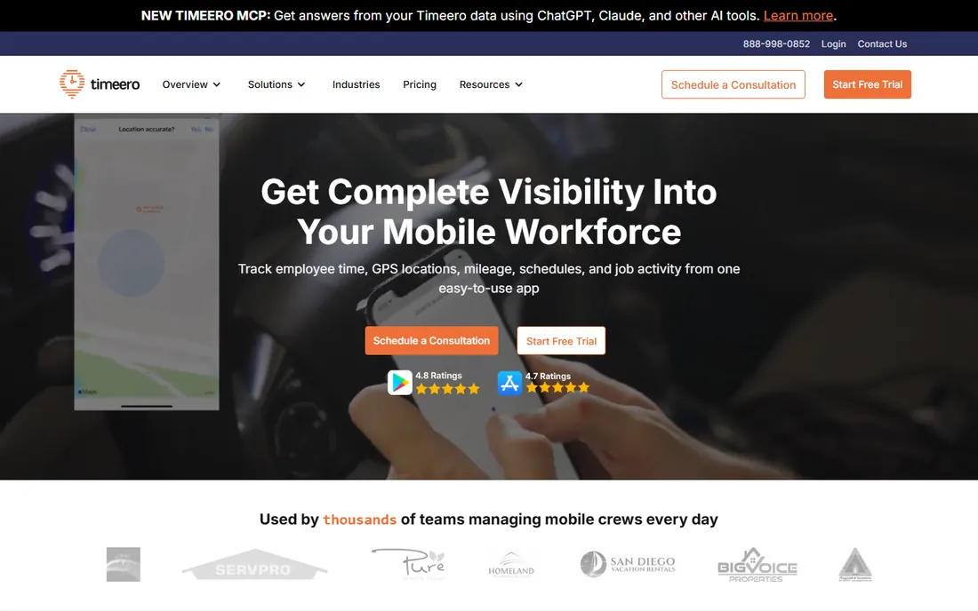 Timeero homepage