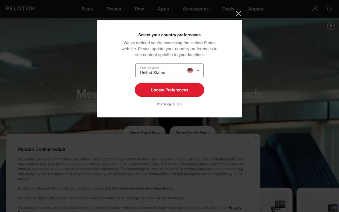 Peloton App homepage