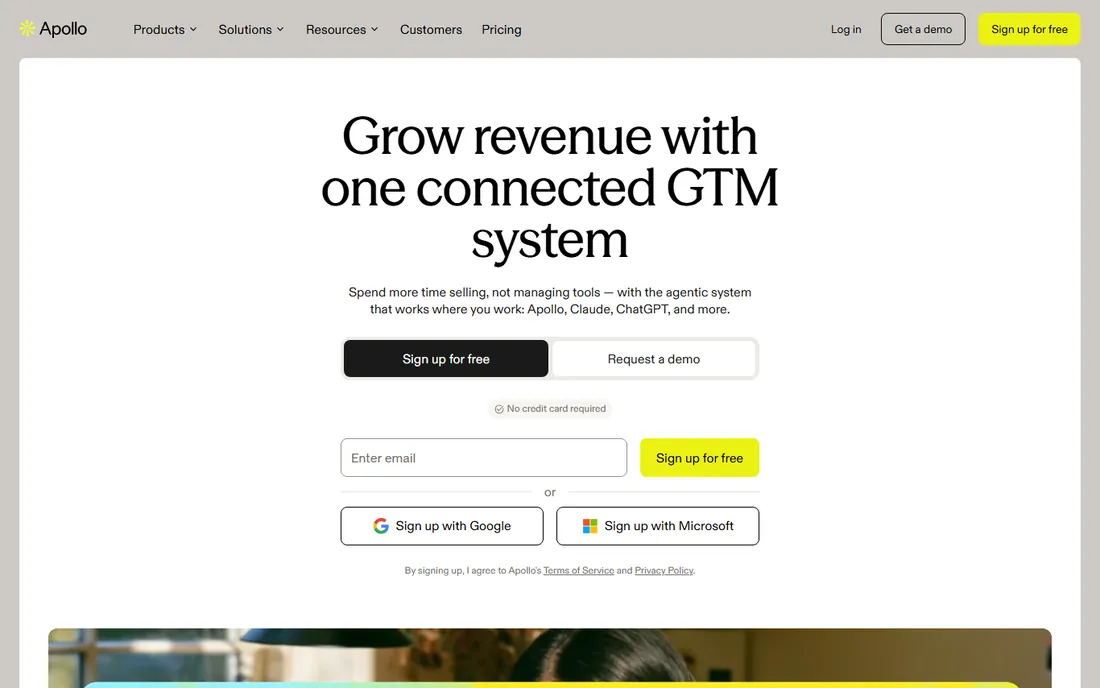 Apollo.io homepage