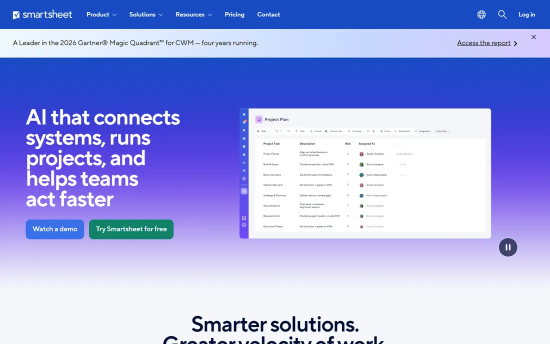 Smartsheet homepage