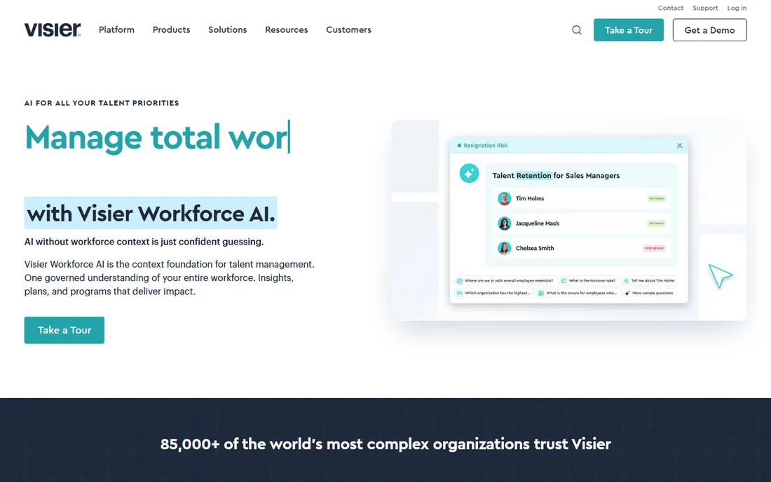 Visier homepage