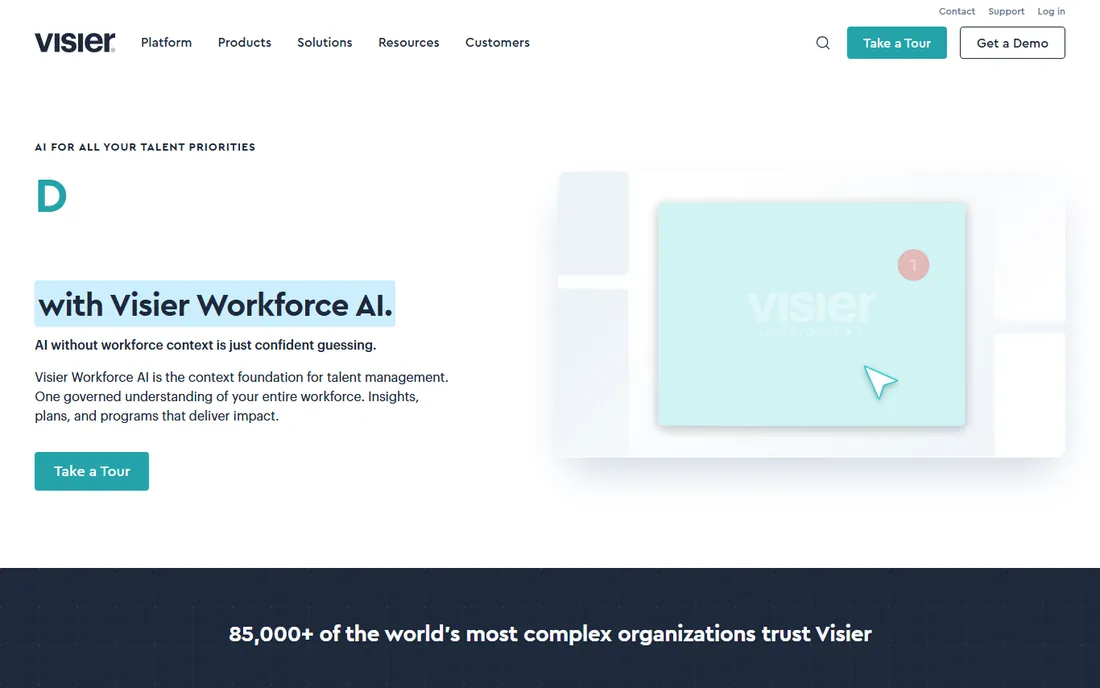 Visier homepage