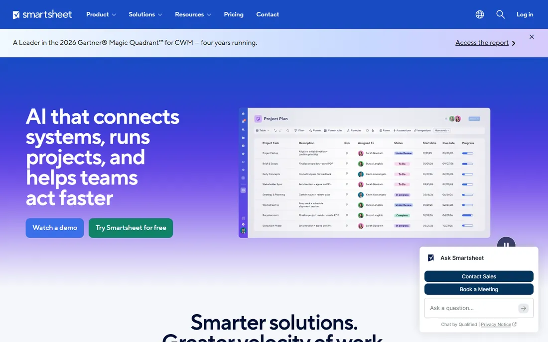 Smartsheet homepage