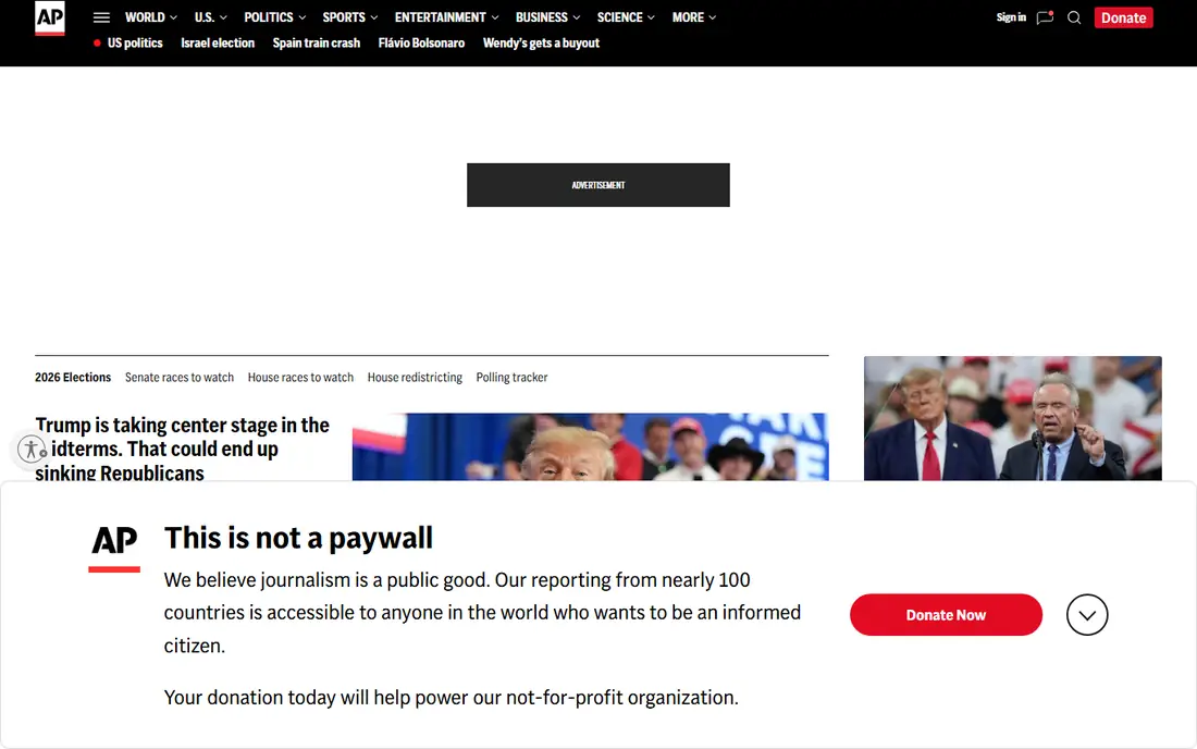 AP News homepage