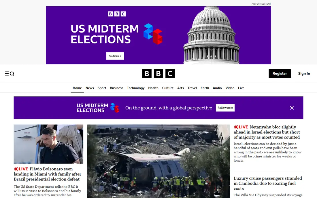 BBC News homepage