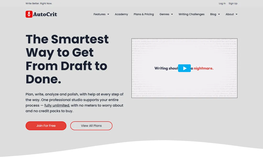 AutoCrit homepage