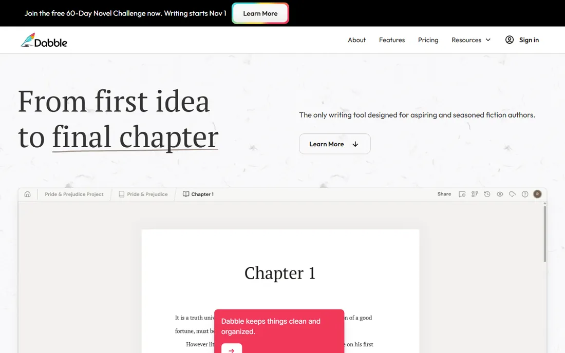 Dabble homepage
