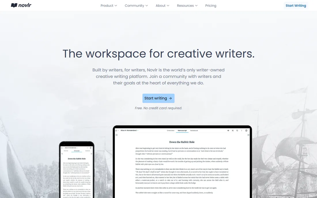 Novlr homepage