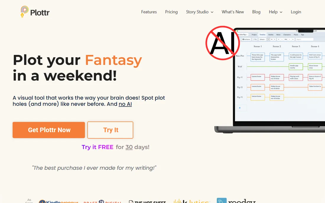 Plottr homepage