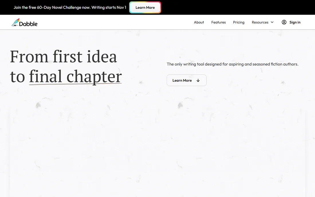 Dabble homepage