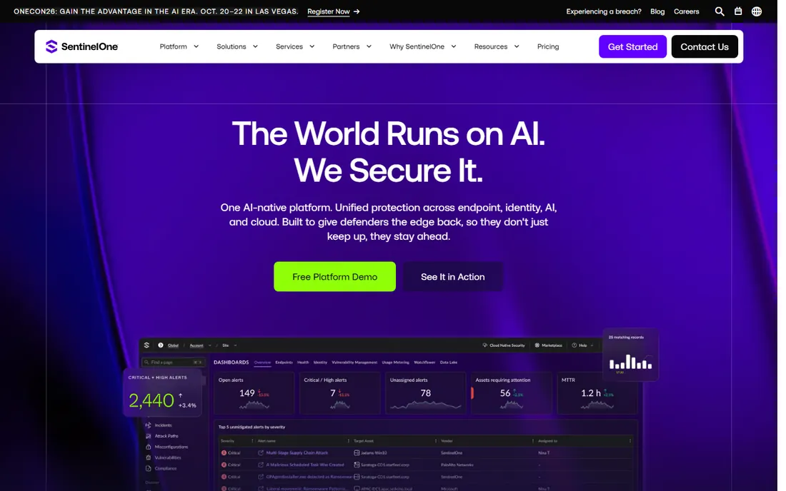 SentinelOne Singularity homepage