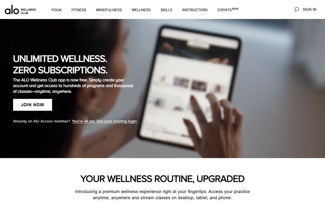Alo Moves homepage