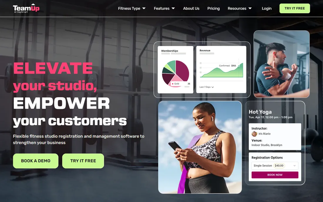 TeamUp homepage