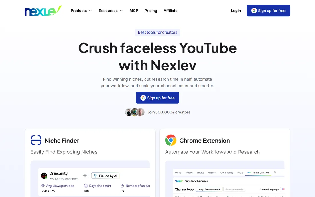 NexLev homepage