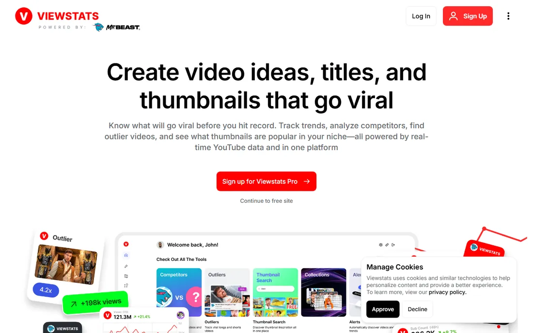 ViewStats homepage