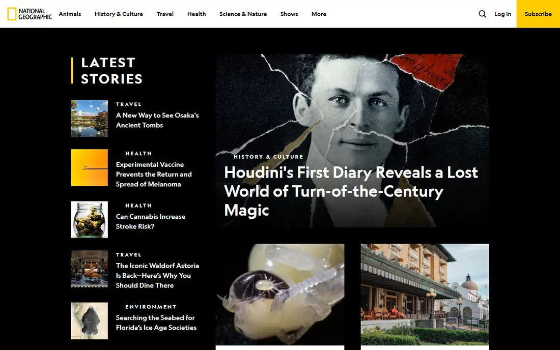 National Geographic homepage