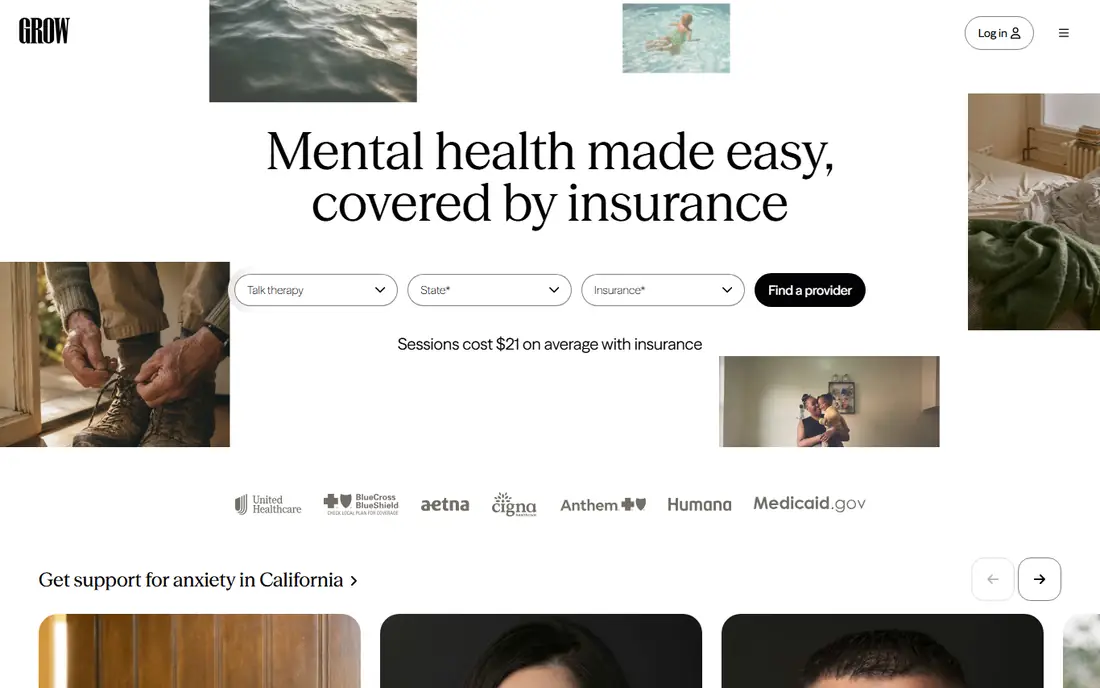 Grow Therapy homepage