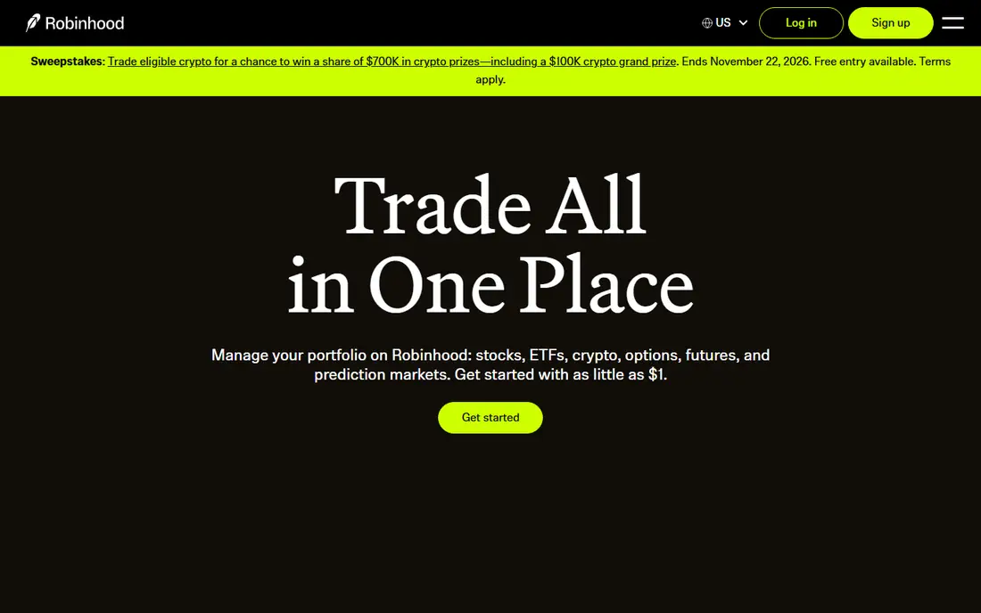 Robinhood homepage