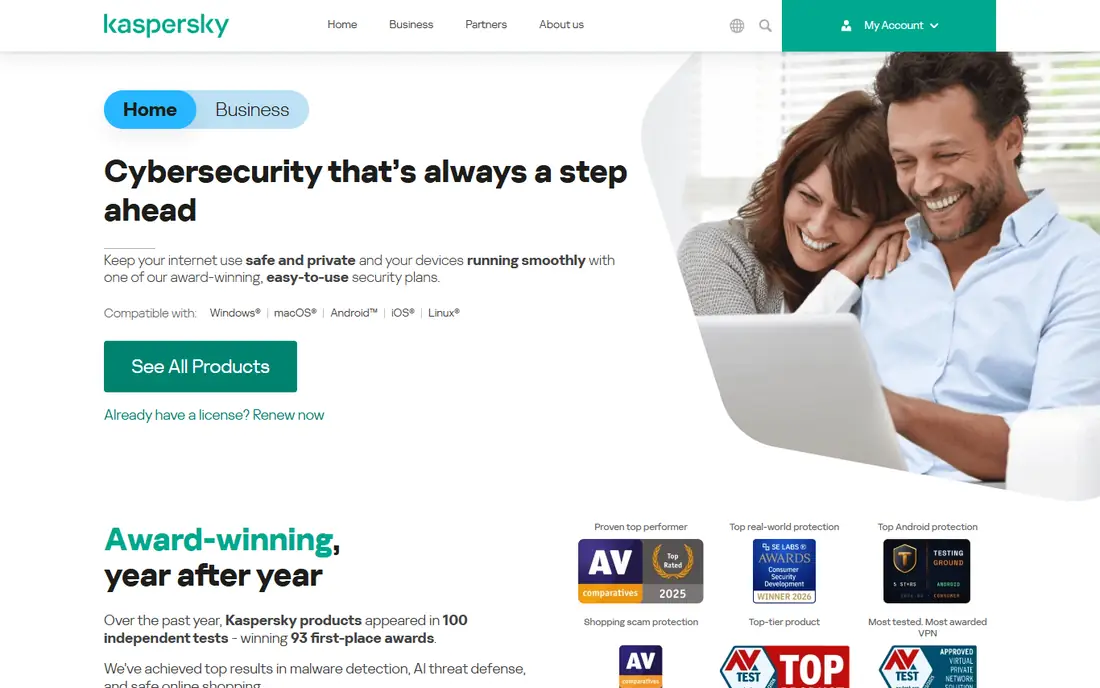 Kaspersky Premium homepage
