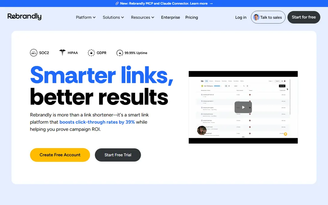 Rebrandly homepage