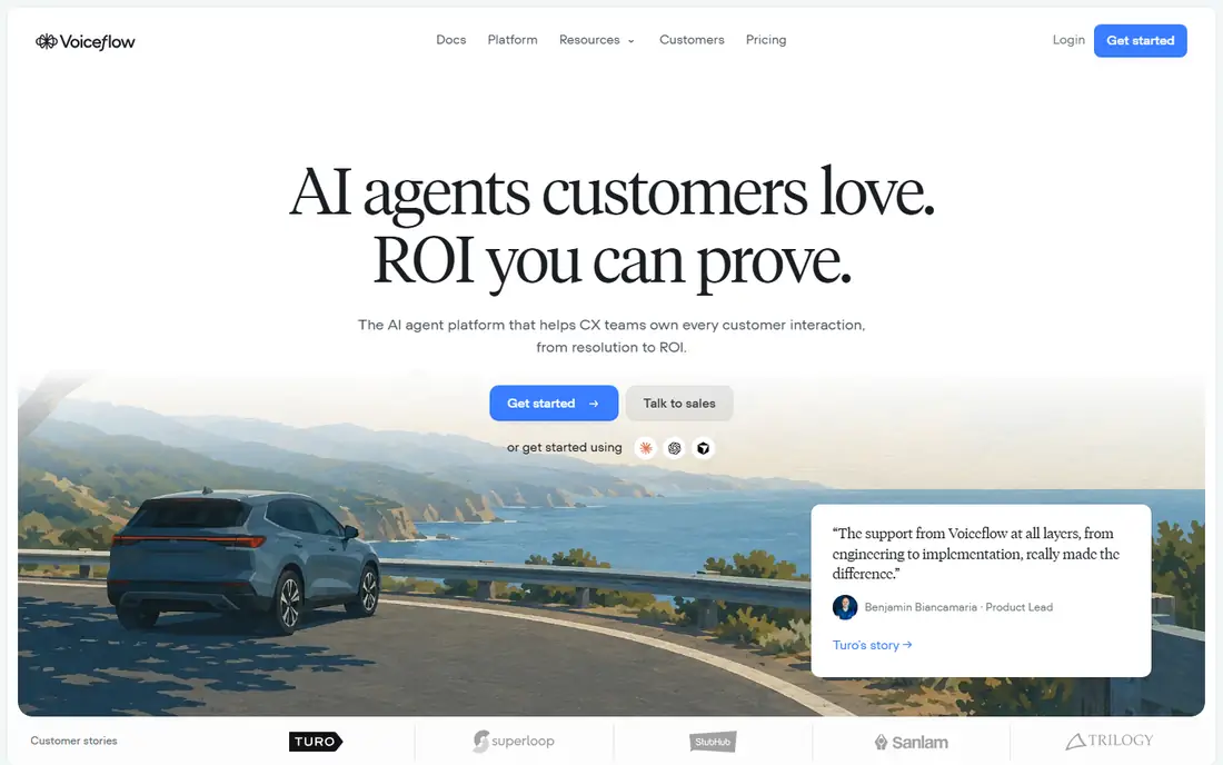 Voiceflow homepage