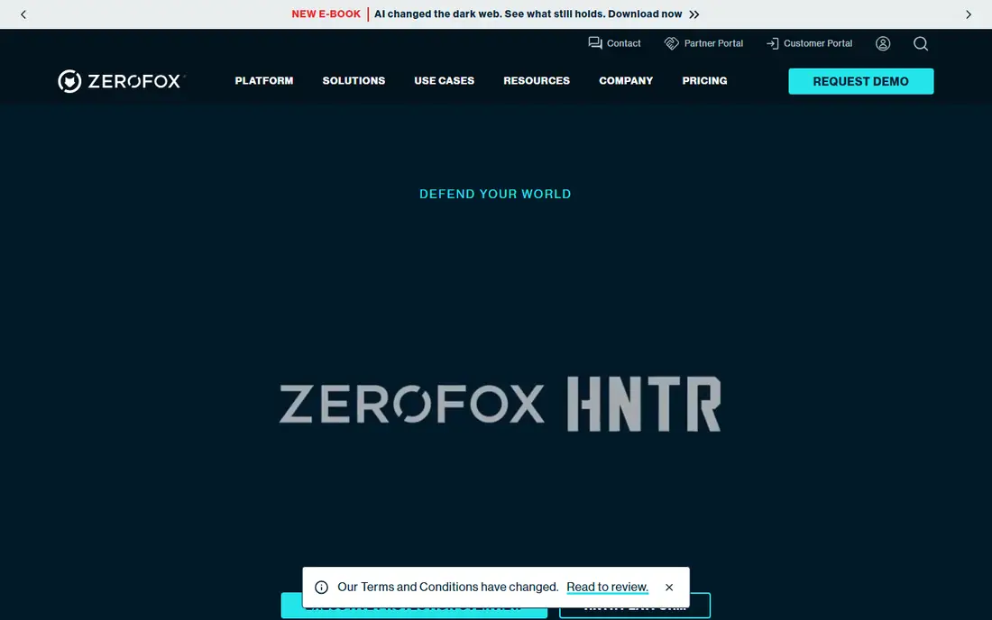 ZeroFox homepage