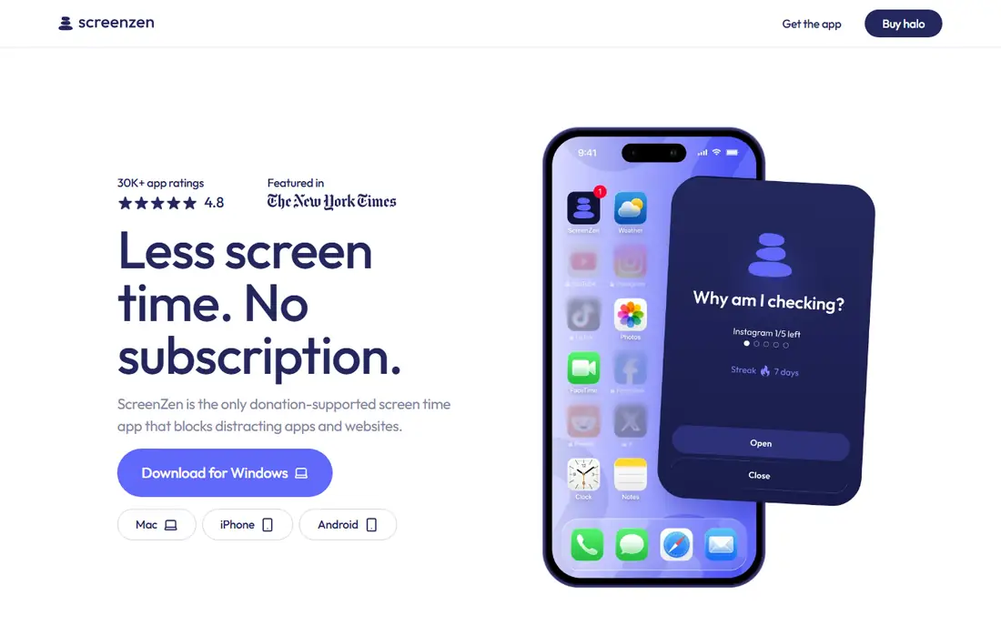 ScreenZen homepage