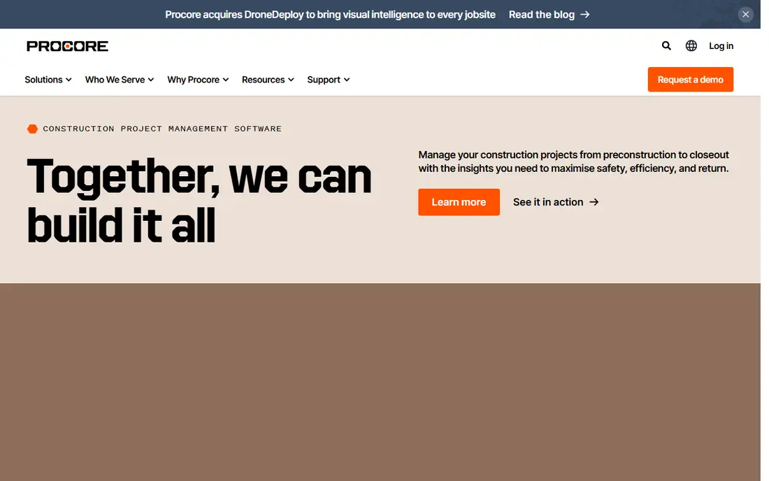 Procore homepage