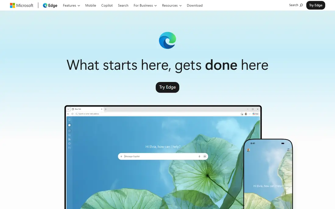 Microsoft Edge homepage