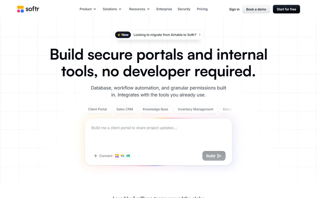 Softr homepage