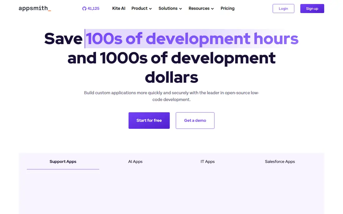 Appsmith homepage