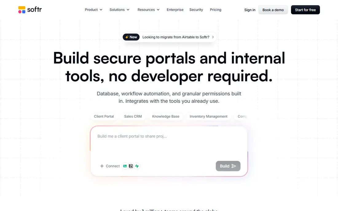 Softr homepage