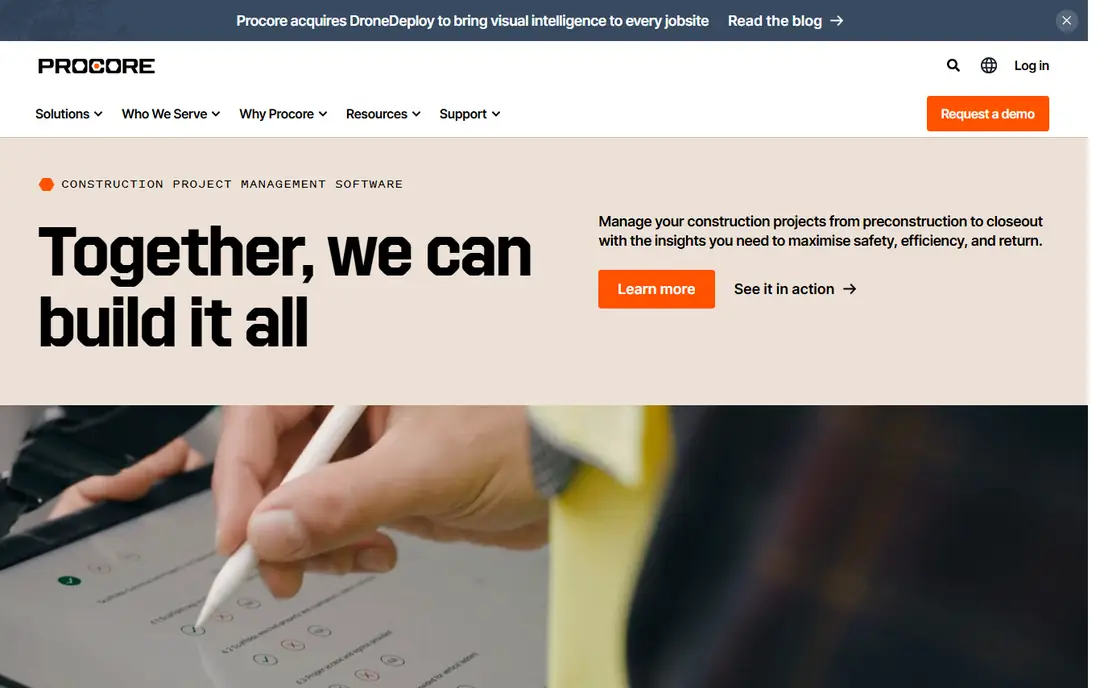 Procore homepage