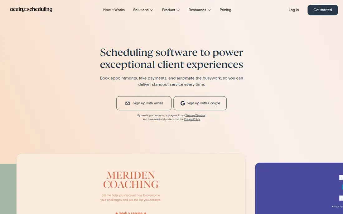 Acuity Scheduling homepage