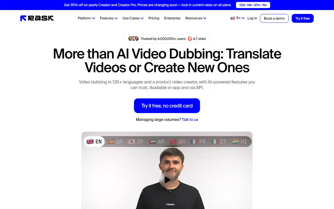 Rask AI homepage