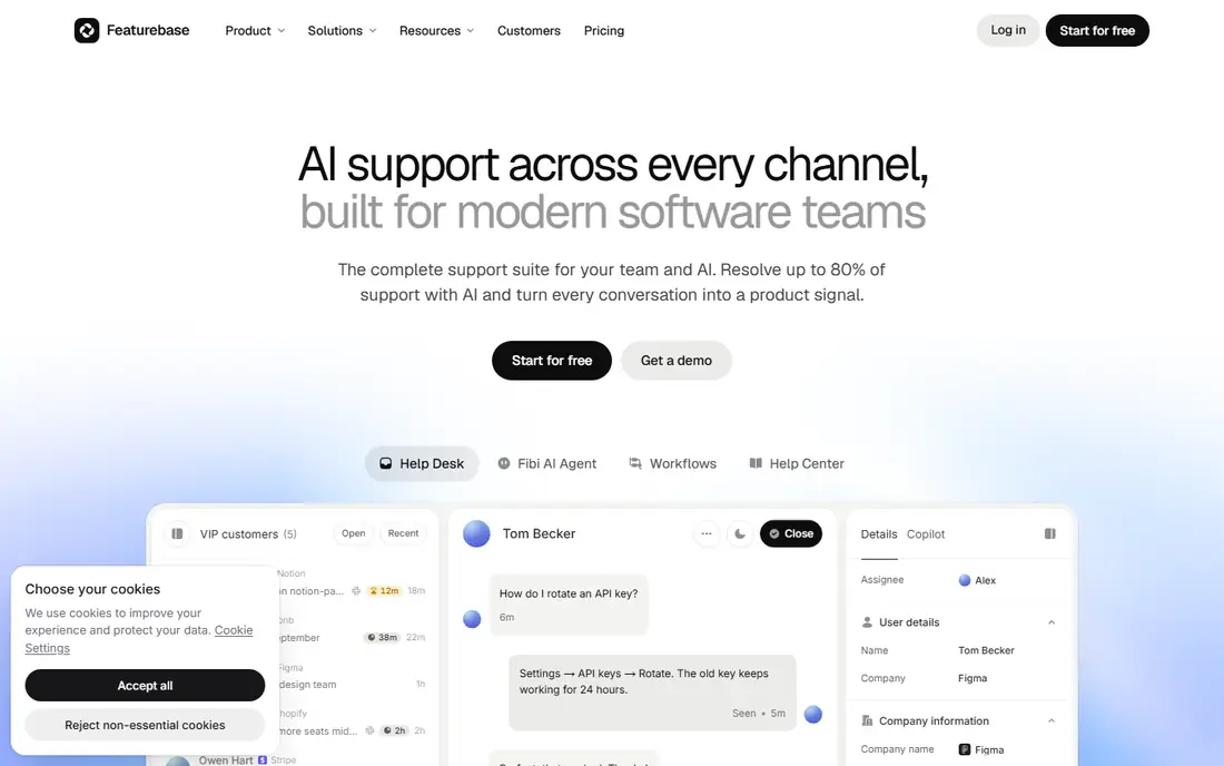 Featurebase homepage