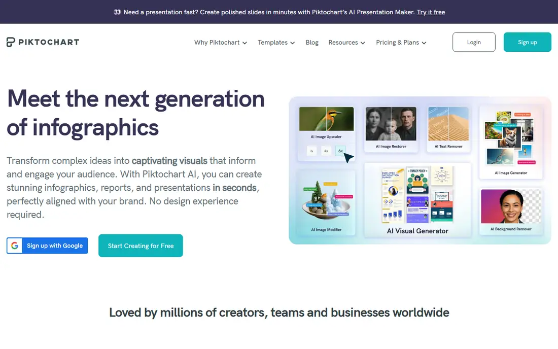 Piktochart homepage