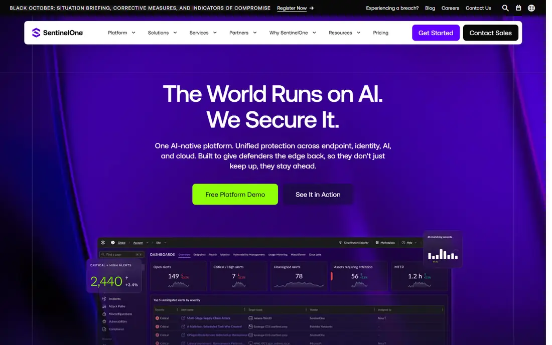 SentinelOne homepage