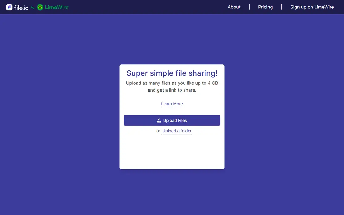 file.io homepage